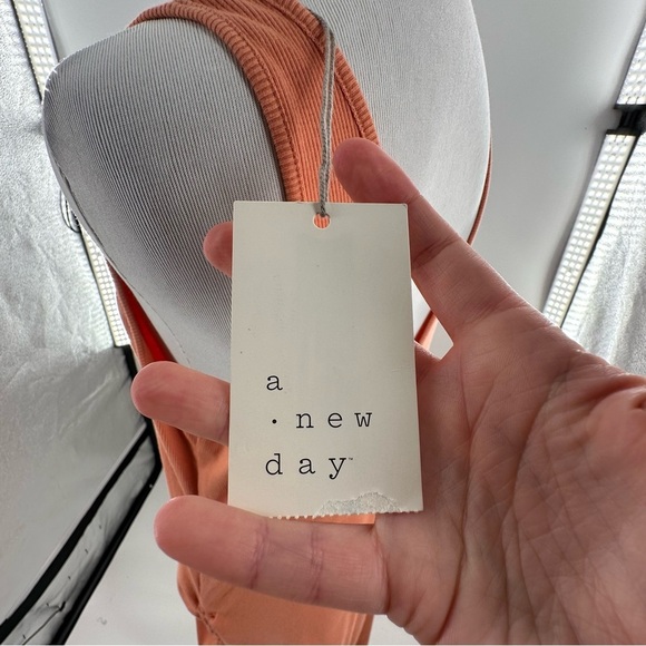 A new day womens dress size XL orange sherbet ribbed knit scrunched maxi - Picture 8 of 13